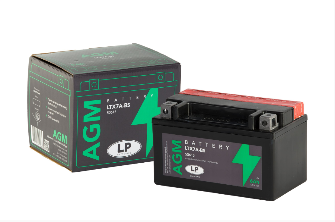 LP - LANDPORT AGM AKÜ (LTX7A-BS) / 6 A / Ağırlık: 2,35 kg / Uzunluk: 150 mm / Genişlik: 87 mm / Yükseklik: 93 mm / CCA: 105