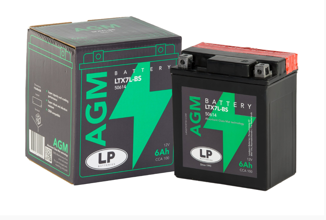 LP - LANDPORT AGM AKÜ (LTX7L-BS) / 6 A / Ağırlık: 2,17 kg / Uzunluk: 113 mm / Genişlik: 70 mm / Yükseklik: 130 mm / CCA: 100 YTX7L-BS