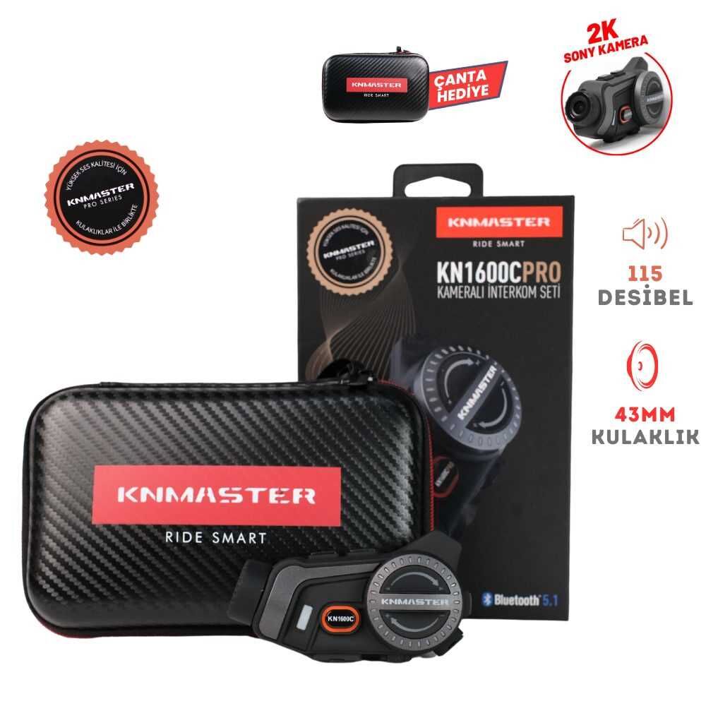 KNMASTER KN1600C PRO Kameralı Motosiklet Bluetooth Intercom Kulaklık Seti
